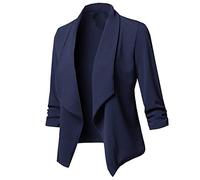 Blazer Court Élégant pour Femme - Cardigan d'Été Léger - Veste Ouverte Décontractée - Tricot Manches 3/4 - Avec Extensible, Bleu Marine