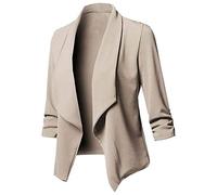 Blazer court pour femme, veste blazer à manches longues grande taille, blazer formel, costume fin pour femme, vêtement d'extérieur pour femme, vêtement de festival, blazer à revers, kaki, 5X-Large