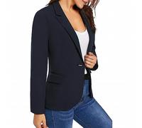 Blazer court sexy pour femme - Blazer court élégant et sportif - Blazer d'été moderne - Pour costume court - Veste en jersey léger - Boléro cintré - En tweed, bleu, M
