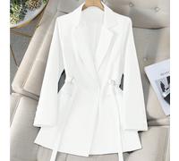 Blazer croisé à ceinture marron pour femmes, veste slim mi-longue pour le travail, tissu drapé et élégant, vêtement décontracté à la mode pour femmes de 25 à 45 ans au printemps blanc L,M,S,XL,XS,XXLU
