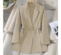 Blazer croisé à ceinture marron pour femmes, veste slim mi-longue pour le travail, tissu drapé et élégant, vêtement décontracté à la mode pour femmes de 25 à 45 ans au printemps L,M,S,XL,XS,XXLUnicolo