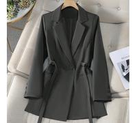 Blazer croisé à ceinture marron pour femmes, veste slim mi-longue pour le travail, tissu drapé et élégant, vêtement décontracté à la mode pour femmes de 25 à 45 ans au printemps L,M,S,XL,XS,XXLUnicolo