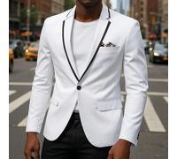Blazer d'affaires pour homme avec coupe ajustée et bouton unique, conçu pour le marié de mariage, une utilisation décontractée et professionnelle, style quatre saisons (L blanc)