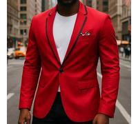 Blazer d'affaires pour homme avec coupe ajustée et bouton unique, conçu pour un marié de mariage, une utilisation décontractée et professionnelle, style quatre saisons (XL rouge)