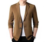 Blazer de costume pour homme moderne, deux boutons, mince, soie glacée, respirante, légère, protection solaire, blazer décontracté, kaki, XXXXXL