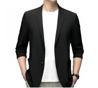 Blazer de costume pour homme moderne, deux boutons, mince, soie glacée, respirante, légère, protection solaire, blazer décontracté, Noir , XXXXXL