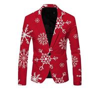 Blazer de Noël pour homme avec motif flocon de neige imprimé 3D pour robe de mariée formelle veste smoking pour fêtes de Noël fêtes d'hiver, Rouge, 5XL