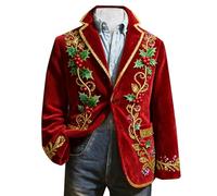 Blazer de Noël pour Homme Blazers Fantaisie Col à Revers de Slim Fit Noel Christmas Rigolo Blazer de Costume Coupe Classique Décontractés Bouton Christmas pour Les Bals, Les Fêtes, Les Dîners