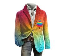 Blazer de Noël pour homme - Veste de Noël en velours côtelé - Impression 3D - Costume de Noël - Coupe ajustée - Manches longues - Blazer de vacances vintage - Avec un bouton - Blazer de mariage, rose