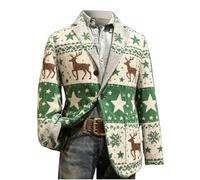 Blazer de Noël rétro pour homme en velours côtelé avec boutons amusants, moches et amusants, coupe ajustée, col cranté, Vert, XXL