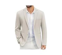 Blazer de sport léger pour homme - 2 boutons - Coupe droite - Veste de mariage, beige, Taille 3XL