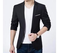 Blazer décontracté à bouton unique pour homme, coupe ajustée, manteau formel, vêtements de bureau, vêtements d'extérieur en coton mélangé, noir, taille M (XL noir)