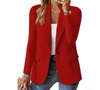 Blazer décontracté à manches longues avec poche, pour femme, convient pour une utilisation toute l'année et diverses activités (XL rouge)