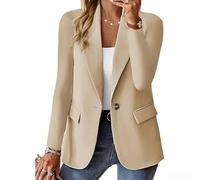 Blazer décontracté à manches longues avec poche pour femme, convient pour une utilisation toute l'année et diverses activités (XXXL beige)
