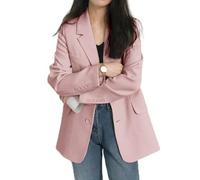 Blazer décontracté à manches longues pour femme avec revers classique pour les trajets quotidiens (XL rose)