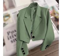 Blazer décontracté à manches longues pour femme, veste courte boutonnée pour un look élégant de bureau et des activités quotidiennes (S vert)