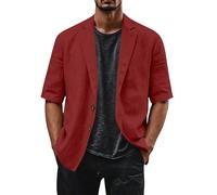 Blazer décontracté en coton et lin pour homme, Vin A2, M