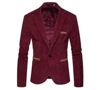 Blazer décontracté en velours côtelé pour homme avec motif patchwork fermeture à bouton unique pour une utilisation en quatre saisons (L rouge vin)