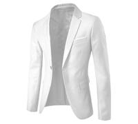 Blazer décontracté pour homme - Coupe ajustée - Un bouton - Veste de sport légère - Blazers de bureau, blanc, 5XL