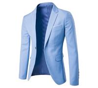 Blazer décontracté pour homme - Coupe ajustée - Un bouton - Veste de sport légère - Blazers de bureau, bleu clair, S