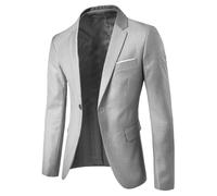 Blazer décontracté pour homme - Coupe ajustée - Un bouton - Veste de sport légère - Blazers de bureau, gris clair, 5XL
