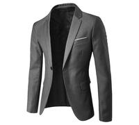 Blazer décontracté pour homme - Coupe ajustée - Un bouton - Veste de sport légère - Blazers de bureau, gris foncé, L