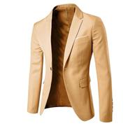 Blazer décontracté pour homme - Coupe ajustée - Un bouton - Veste de sport légère - Blazers de bureau, jaune, XXL