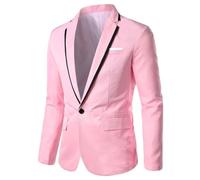 Blazer décontracté pour homme - Veste de costume pour homme de couleur unie à un bouton, manteau léger et formel, vêtement d'extérieur tendance, coupe ajustée, manteau de sport, veste de costume