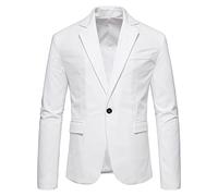 Blazer d'été léger et moderne pour homme, coupe ajustée, coupe droite, veste de costume pour mariage, fête, remise de diplôme, affaires, blanc, S