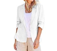 Blazer élégant en lin à manches 3/4 pour femme avec bouton unique 36-50