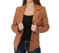 Blazer en Cuir pour Dames Manteau Equipée Classique Hip Longueur Femmes Veste Bronzer Judy