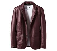 Blazer en cuir pour homme, coupe ajustée, veste en cuir synthétique pour homme, style moto, vêtements d'extérieur décontractés, vêtements d'extérieur tendance à fermeture éclair pour l'automne et