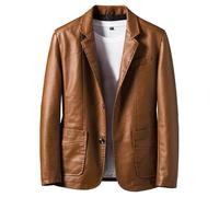 Blazer en cuir pour homme, coupe ajustée, veste en cuir synthétique pour homme, style moto, vêtements d'extérieur décontractés, vêtements d'extérieur tendance à fermeture éclair pour l'automne et