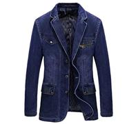Blazer en denim quatre saisons pour homme - Grande taille - En coton - Style décontracté, bleu ciel, XXL