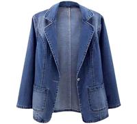 Blazer en jean pour femmes UK - Blazer bleu marine pour femmes grande taille - Cardigans d'été longs avec poches, veste décontractée oversized, vestes en jean, vestes en toile, cardigan oversized
