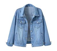 Blazer en jean pour femmes UK - Blazer bleu marine pour femmes grande taille - Cardigans d'été longs, veste décontractée avec poches, denim oversized, vestes en toile, cardigan oversized, denim pour