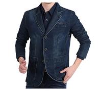 Blazer en jean pour homme, veste de costume en jean décontracté, manteau de sport en denim, blazer en jean à simple boutonnage pour homme, veste en jean délavé vintage, blazer décontracté élégant pour