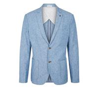 Blazer en lin et coton bleu chiné avec une coupe ajusté et un col cranté 56