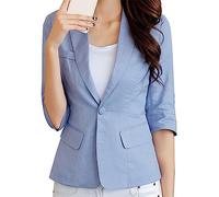 Blazer en Lin Pour Femme Sportif et Élégant - Veste d'Été Légère Cintrée à Manches 3/4 - Coupe de Transition