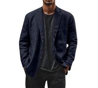 Blazer en lin pour homme - Veste de costume de loisirs légère à deux boutons - Coupe ample - Blazer de bureau - Couleur unie - Polyvalente - Veste de costume à revers cranté - Vestes avec poche, noir
