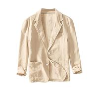 Blazer en lin pour homme - Veste en lin pour homme - Blazer en coton et lin pour homme - Coupe ample - Couleur unie - Blazers intelligents et décontractés -large - Blazer décontracté pour homme
