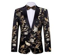 Blazer en Soie for Hommes, Ensemble de nœud Papillon Paisley Violet, Coupe cintrée, Veste de Costume, Manteau, Tuxedos, Robe de marié de Mariage(0014,S)