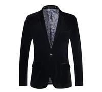 Blazer en velours pour homme, coupe ajustée, veste de smoking formelle solide à un et deux boutons pour le sport, décontracté, blazer pour bal, fête de mariage, dîner, veste de costume