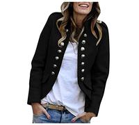 Blazer Femme Automne 2023 Élégant Manches Longues Blazer Veste Blazer Veste Slim Fit Revers Business Bureau Veste Uni Costumes Boléro avec Boutonnière Court Manteau Militaire Blazer Veste Femme