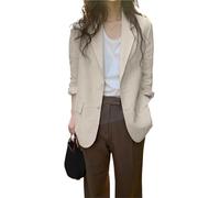 Blazer Femme Blazer élégant et décontracté for femme, ample, manches longues, col à revers, couleur unie, veste de costume, printemps, coton, style vintage, Old Money(XXXL)