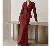 Blazer femme bordeaux à col pointu et plis drapés L,M,S,XSUnicolorePolyester