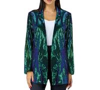 Blazer Femme Chic et Elegant,Blazer Noir À Sequins pour Femme Veste Scintillante À Manches Longues Col À Revers Cardigan Tailleur Décontracté Manteau Léger pour Soirée Ou Club Vert Taille 3XL