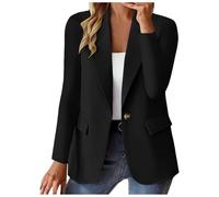 Blazer Femme Chic Et Élégant Col Rabattu Manches Longues Veste D’Affaires Classique Décontractés Ajustée Automne Travail (Noir, M)