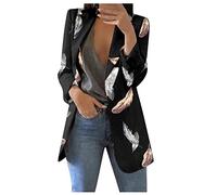 Blazer Femme Chic et Élégant Fleurie Cintré sans Bouton Blazer Pas Cher Marque Bureau Affaires Costume l'hiver Mode Cintré Haut De Travail Blouson Jacket Vêtements Femme Noir M