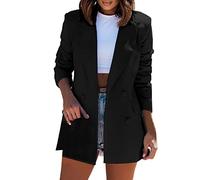 Blazer Femme Chic Et Élégant Manches Longues Habillées Couleur Unie Veste De Travail Blazer Croisé Col Tailleur Casual Bureau Affairees Veste Legere Femme De Costume